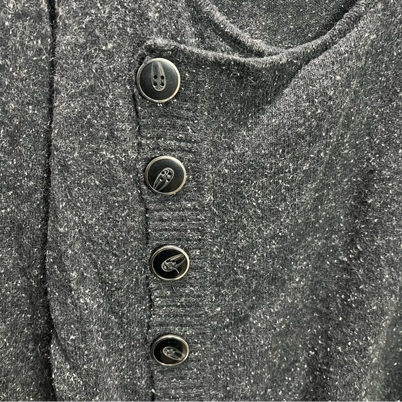 VERO MODA Black Asymmetrical Button Sweater Size XL Ribbed Galaxy Sweater - Picture 4 of 9